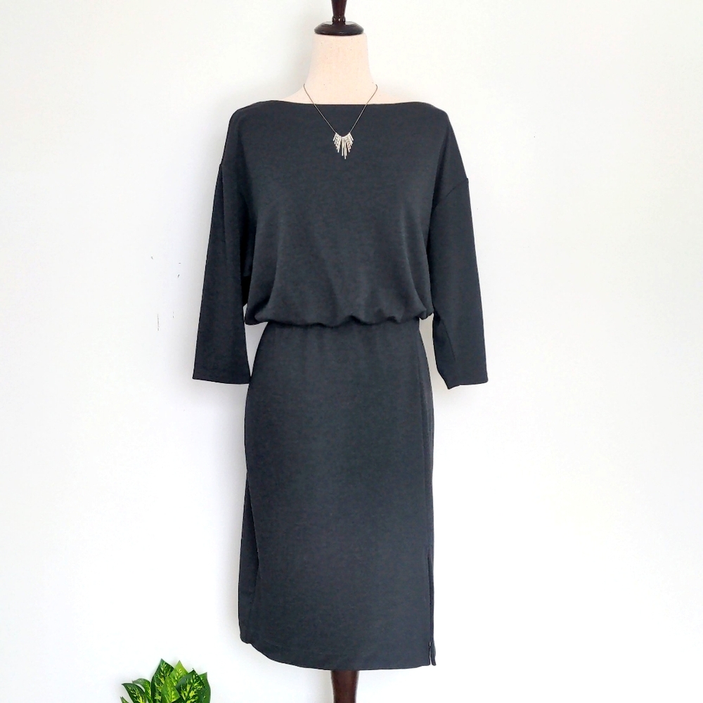 Anthropologie Grey Knit Column Dress MP M Petite 6